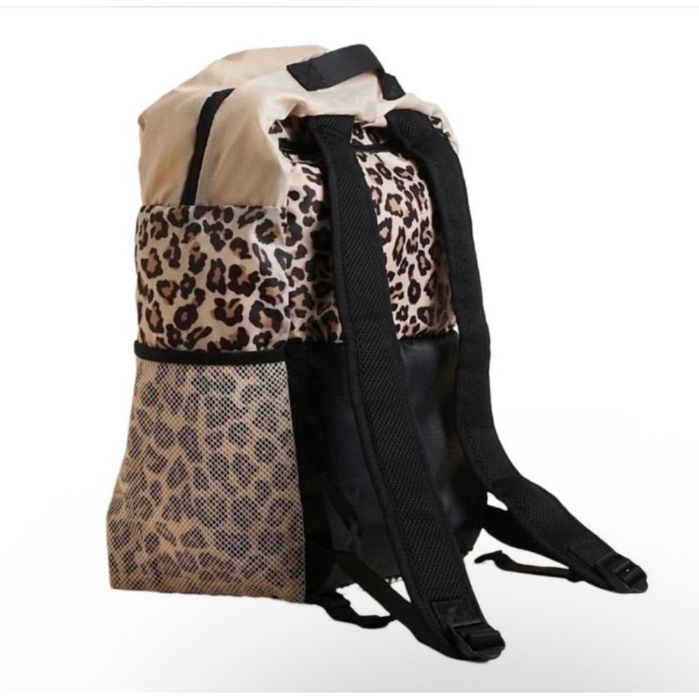 NEW APL All-Purpose Packable Backpack OS Tan Leopard Print Lightweight Gym Bag - Picture 5 of 5